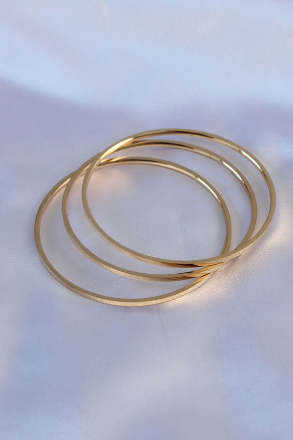 316L Çelik Gold Renk 3 lü Ajda Model Kadın 60 mm Bilezik
