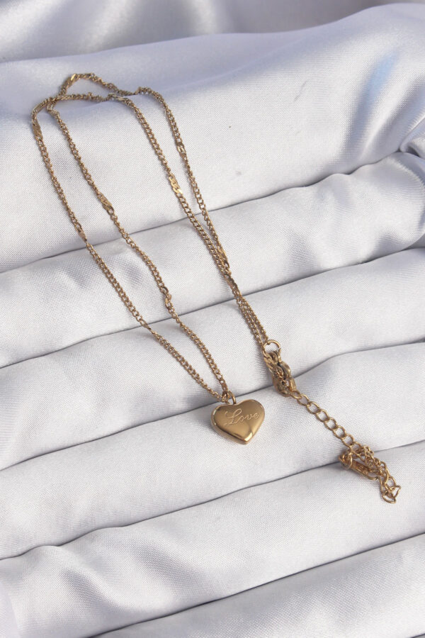 316L Çelik Gold Renk Kalp Model Love Kolye - Görsel 2