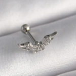 316L Çelik Gümüş Renk Zirkon Taş Detay Kanat Model Tragus Piercing
