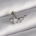 316L Çelik Gümüş Renk Zirkon Taşlı Tragus Piercing