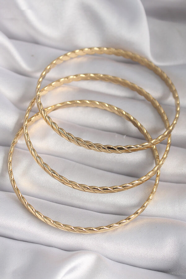 316L Çelik Gold Renk 60 mm Burma Ajda Model Kadın Bileklik - Görsel 2