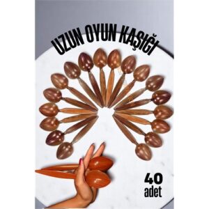 Engithalat Uzun Oyun Kaşığı Halk Oyunu Kaşığı - Kına Kaşığı Uzun Saplı Zeybek Oyun Kaşığı 40 ADET
