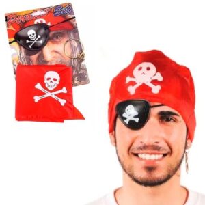 Korsan Bandana, Göz Maskesi ve Küpe 3 lü Kostüm Seti