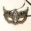 Kristal Gümüş Taşlı Siyah Lazer Kesim Metal Lüks Maske - Görsel 3