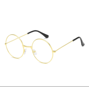 John Lennon Tarzı Gold Çerçeveli Şeffaf Gözlük